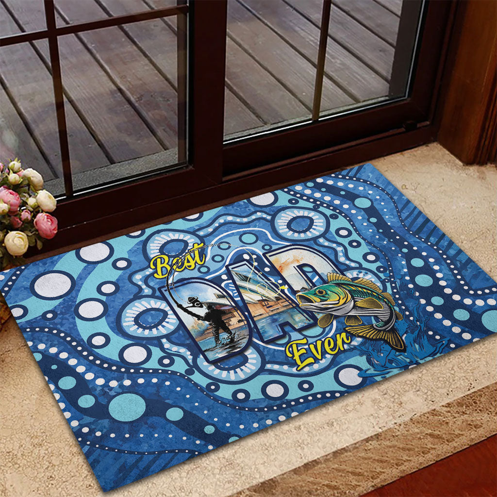 Australia Father's Day Rubber Doormat Aussie Fishing Best Dad Ever Aboriginal Pattern
