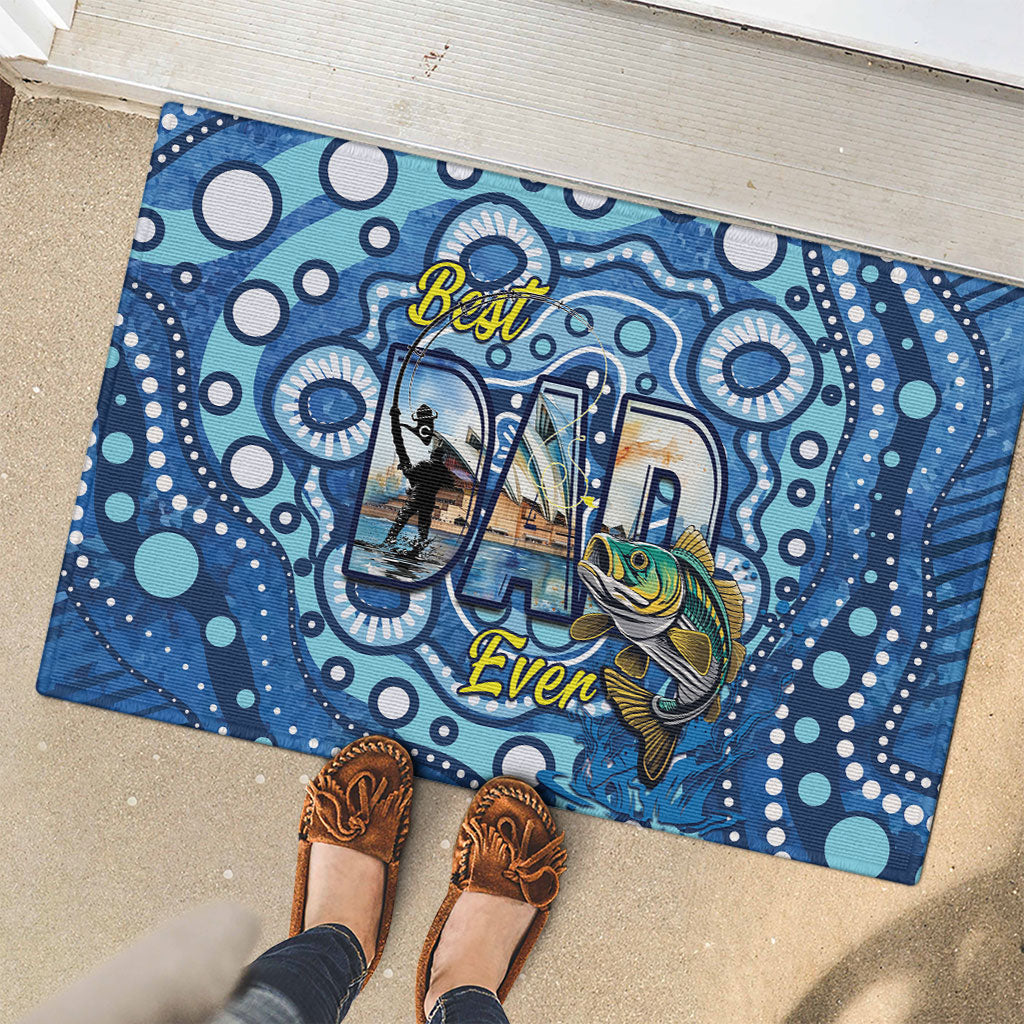 Australia Father's Day Rubber Doormat Aussie Fishing Best Dad Ever Aboriginal Pattern