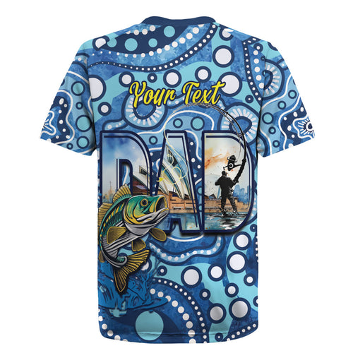 Personalised Australia Father's Day Rugby Jersey Aussie Fishing Best Dad Ever Aboriginal Pattern