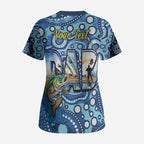 Personalised Australia Father's Day Scrub Top Aussie Fishing Best Dad Ever Aboriginal Pattern