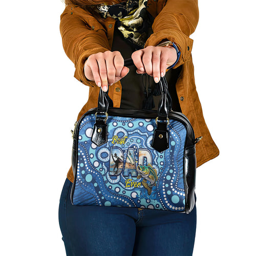 Australia Father's Day Shoulder Handbag Aussie Fishing Best Dad Ever Aboriginal Pattern