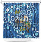 Australia Father's Day Shower Curtain Aussie Fishing Best Dad Ever Aboriginal Pattern