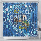 Australia Father's Day Shower Curtain Aussie Fishing Best Dad Ever Aboriginal Pattern