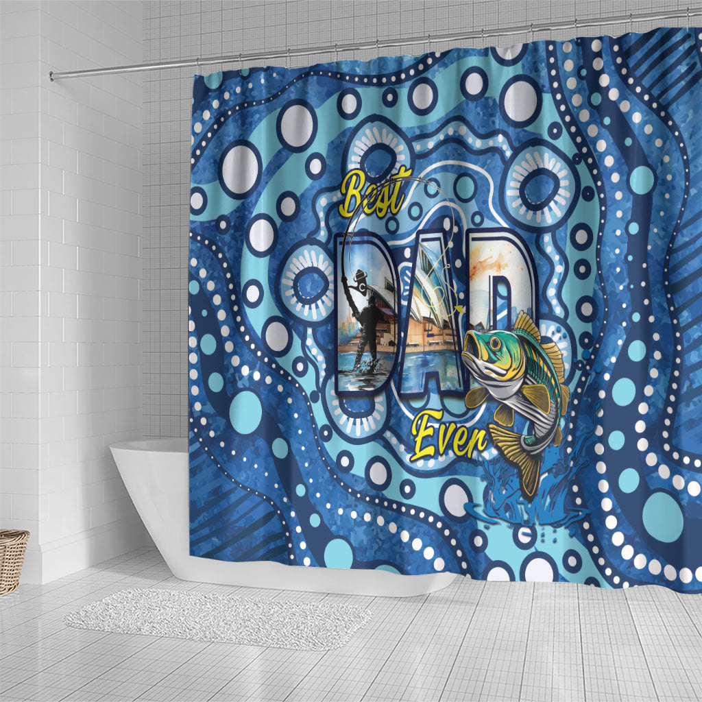 Australia Father's Day Shower Curtain Aussie Fishing Best Dad Ever Aboriginal Pattern
