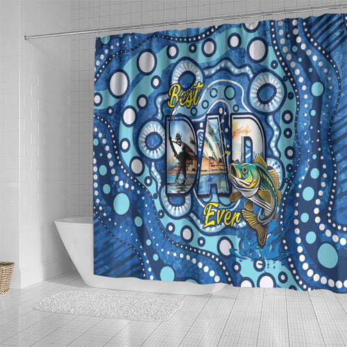 Australia Father's Day Shower Curtain Aussie Fishing Best Dad Ever Aboriginal Pattern