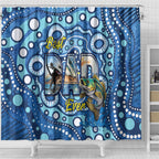 Australia Father's Day Shower Curtain Aussie Fishing Best Dad Ever Aboriginal Pattern