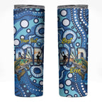 Personalised Australia Father's Day Skinny Tumbler Aussie Fishing Best Dad Ever Aboriginal Pattern