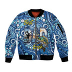 Personalised Australia Father's Day Sleeve Zip Bomber Jacket Aussie Fishing Best Dad Ever Aboriginal Pattern