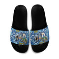 Australia Father's Day Slide Sandals Aussie Fishing Best Dad Ever Aboriginal Pattern