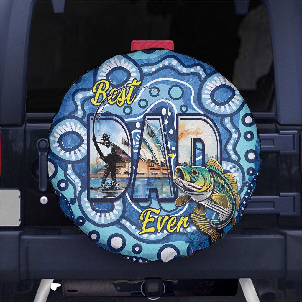 Australia Father's Day Spare Tire Cover Aussie Fishing Best Dad Ever Aboriginal Pattern