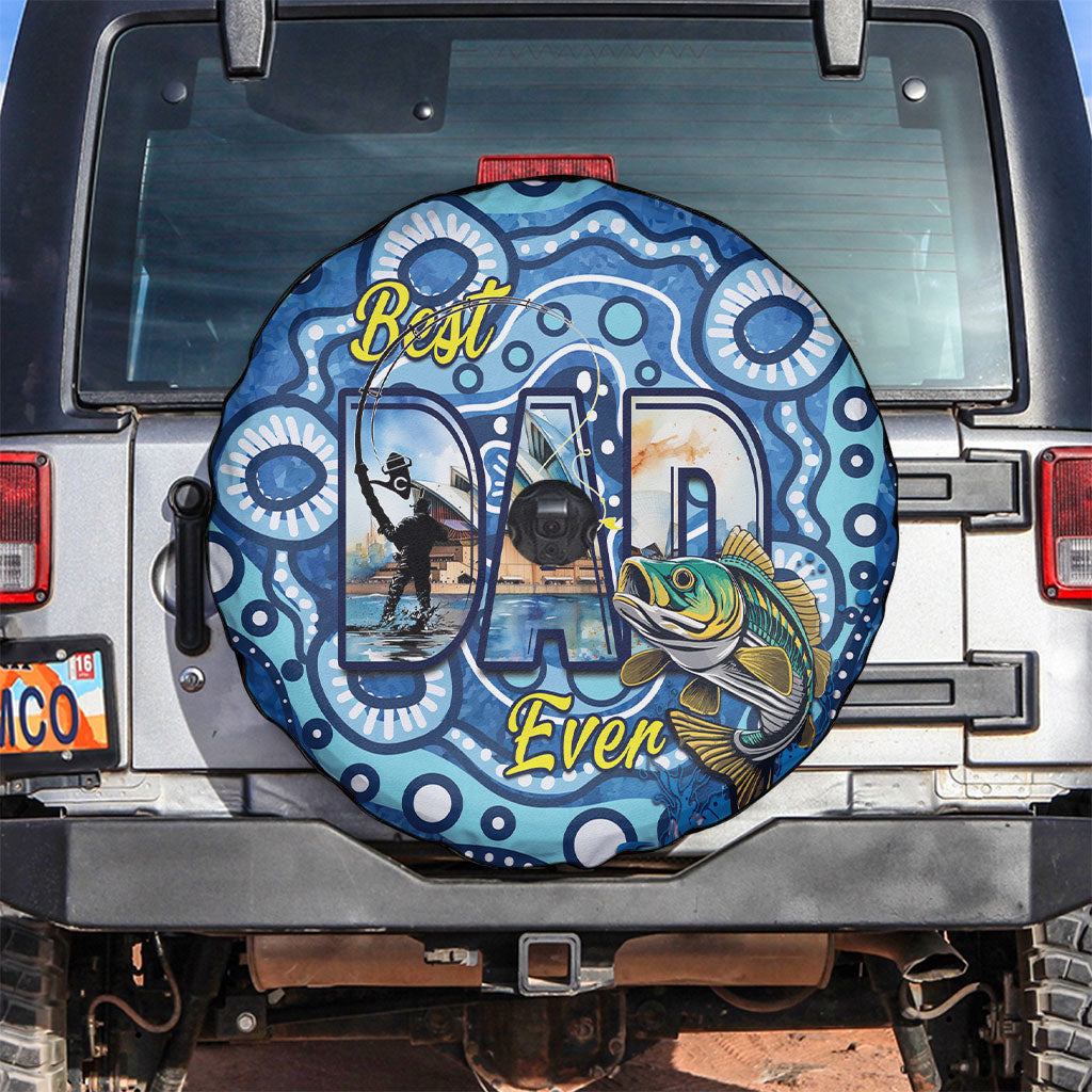 Australia Father's Day Spare Tire Cover Aussie Fishing Best Dad Ever Aboriginal Pattern