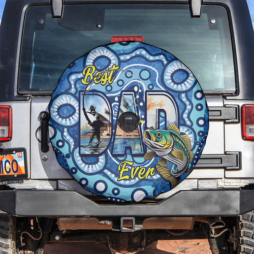 Australia Father's Day Spare Tire Cover Aussie Fishing Best Dad Ever Aboriginal Pattern