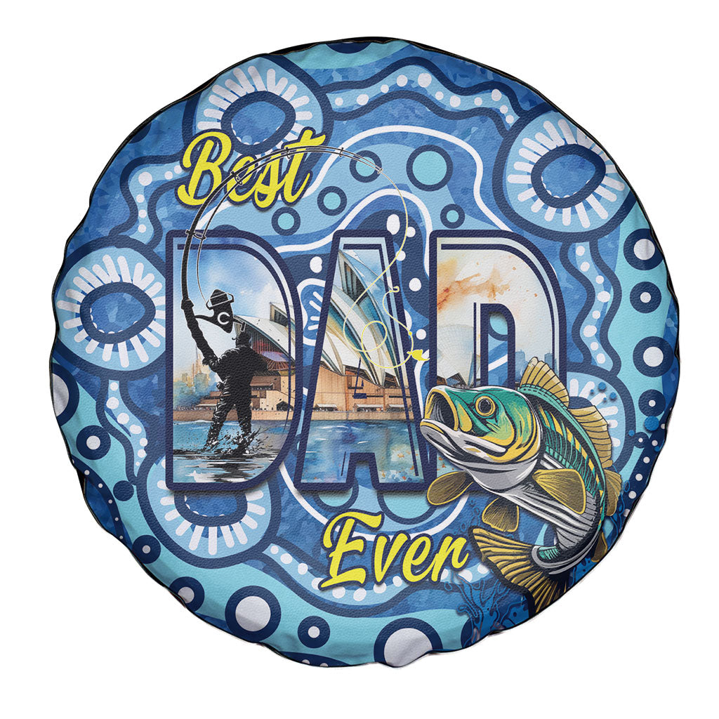 Australia Father's Day Spare Tire Cover Aussie Fishing Best Dad Ever Aboriginal Pattern