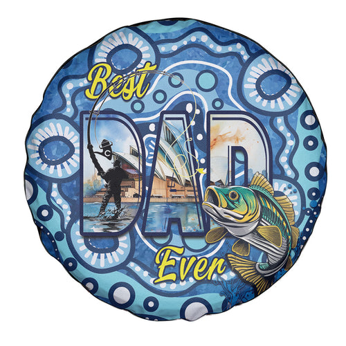 Australia Father's Day Spare Tire Cover Aussie Fishing Best Dad Ever Aboriginal Pattern