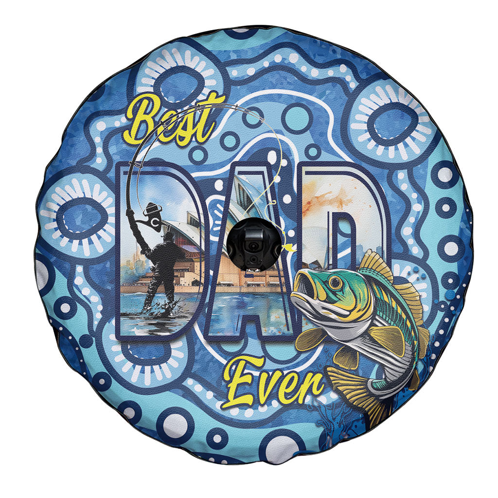 Australia Father's Day Spare Tire Cover Aussie Fishing Best Dad Ever Aboriginal Pattern