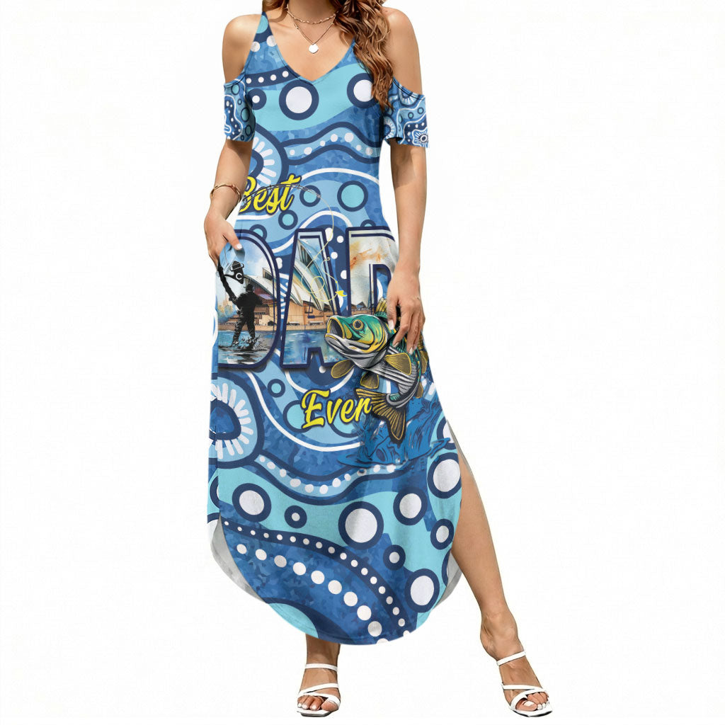 Personalised Australia Father's Day Summer Maxi Dress Aussie Fishing Best Dad Ever Aboriginal Pattern