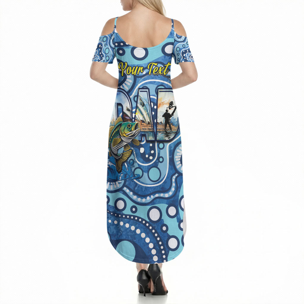 Personalised Australia Father's Day Summer Maxi Dress Aussie Fishing Best Dad Ever Aboriginal Pattern
