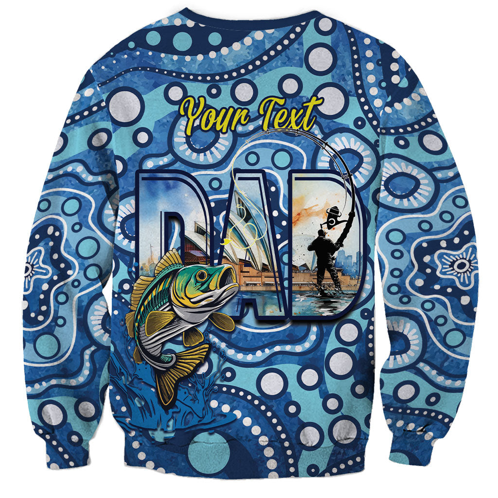 Personalised Australia Father's Day Sweatshirt Aussie Fishing Best Dad Ever Aboriginal Pattern