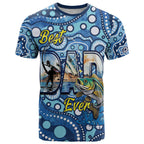 Personalised Australia Father's Day T Shirt Aussie Fishing Best Dad Ever Aboriginal Pattern