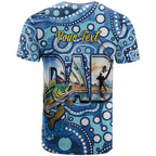 Personalised Australia Father's Day T Shirt Aussie Fishing Best Dad Ever Aboriginal Pattern