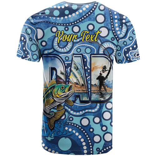 Personalised Australia Father's Day T Shirt Aussie Fishing Best Dad Ever Aboriginal Pattern