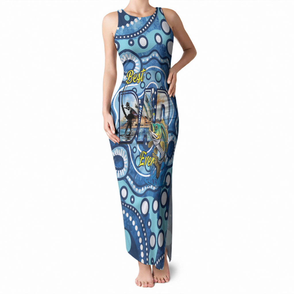 Personalised Australia Father's Day Tank Maxi Dress Aussie Fishing Best Dad Ever Aboriginal Pattern