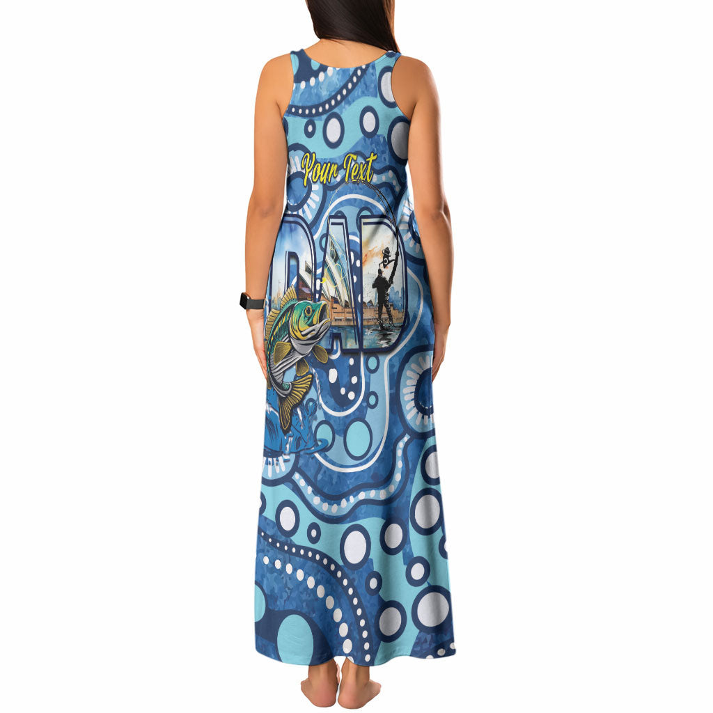 Personalised Australia Father's Day Tank Maxi Dress Aussie Fishing Best Dad Ever Aboriginal Pattern