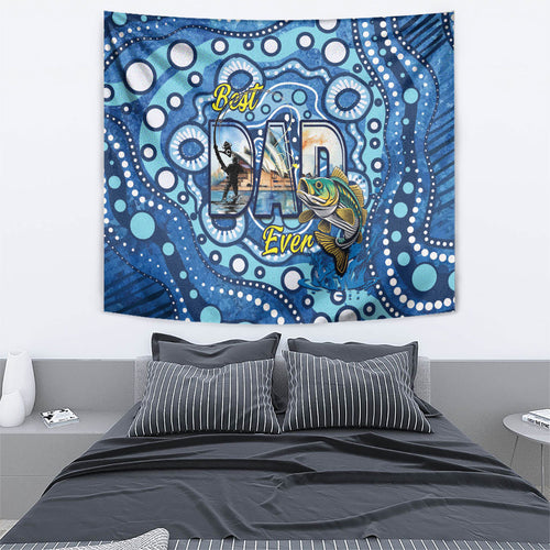 Australia Father's Day Tapestry Aussie Fishing Best Dad Ever Aboriginal Pattern