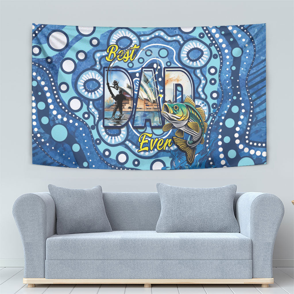 Australia Father's Day Tapestry Aussie Fishing Best Dad Ever Aboriginal Pattern