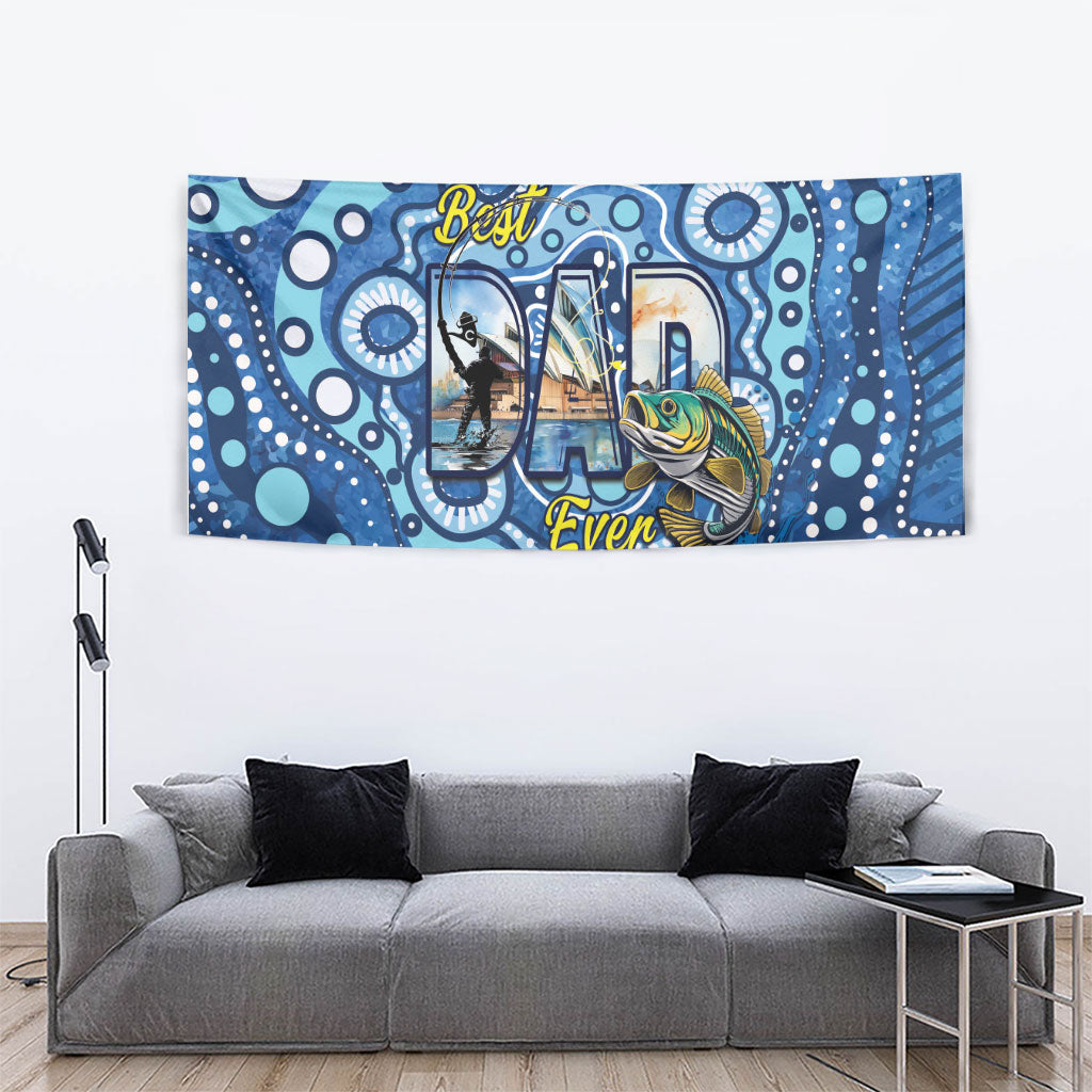 Australia Father's Day Tapestry Aussie Fishing Best Dad Ever Aboriginal Pattern