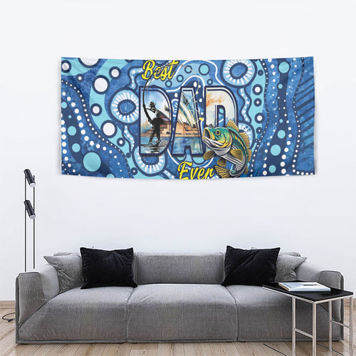 Australia Father's Day Tapestry Aussie Fishing Best Dad Ever Aboriginal Pattern