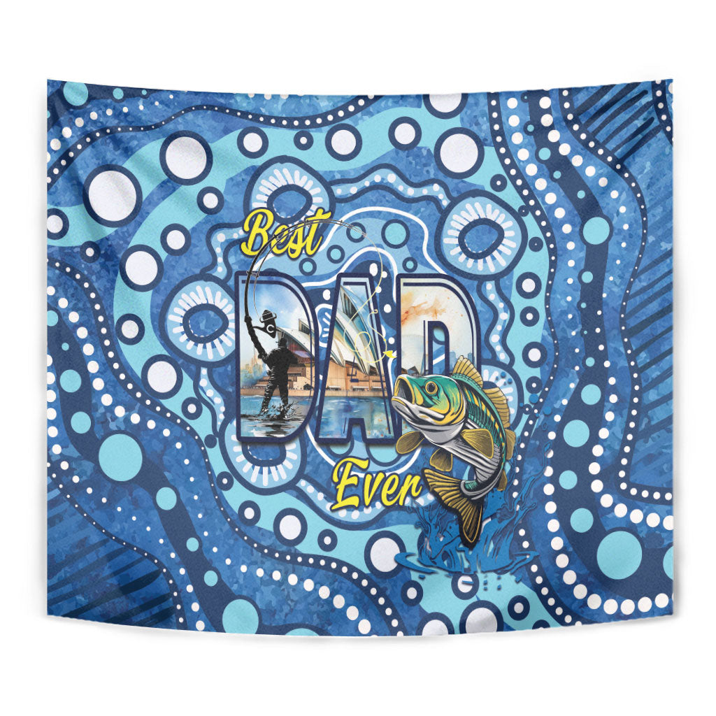 Australia Father's Day Tapestry Aussie Fishing Best Dad Ever Aboriginal Pattern