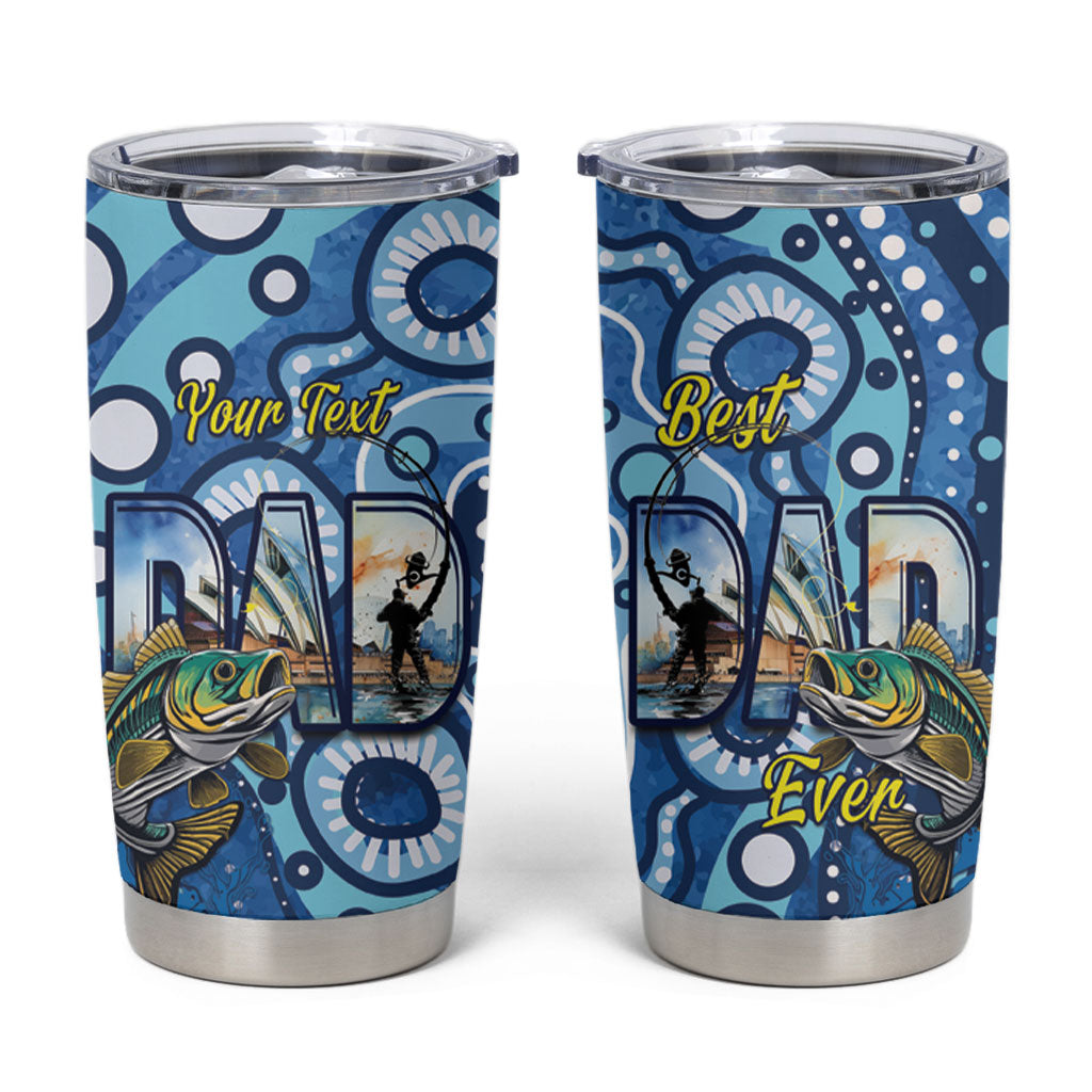 Personalised Australia Father's Day Tumbler Cup Aussie Fishing Best Dad Ever Aboriginal Pattern