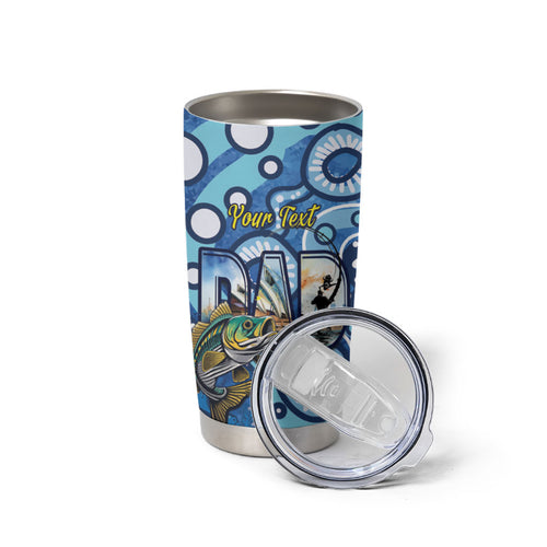 Personalised Australia Father's Day Tumbler Cup Aussie Fishing Best Dad Ever Aboriginal Pattern