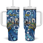 Personalised Australia Father's Day Tumbler With Handle Aussie Fishing Best Dad Ever Aboriginal Pattern
