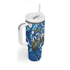 Personalised Australia Father's Day Tumbler With Handle Aussie Fishing Best Dad Ever Aboriginal Pattern