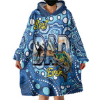 Personalised Australia Father's Day Wearable Blanket Hoodie Aussie Fishing Best Dad Ever Aboriginal Pattern