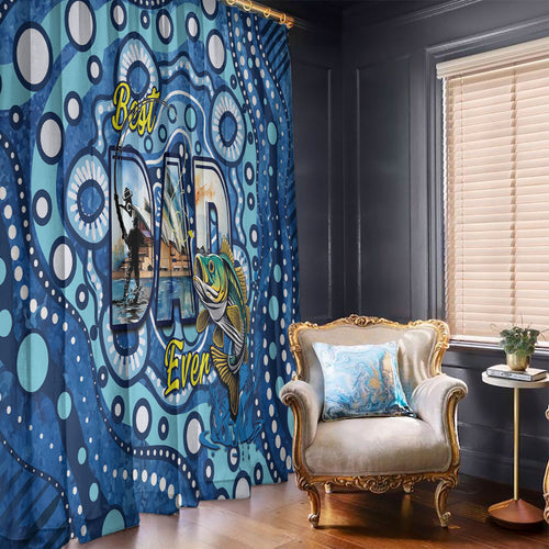 Australia Father's Day Window Curtain Aussie Fishing Best Dad Ever Aboriginal Pattern