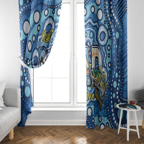 Australia Father's Day Window Curtain Aussie Fishing Best Dad Ever Aboriginal Pattern