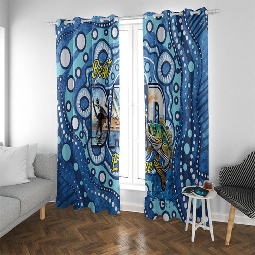 Australia Father's Day Window Curtain Aussie Fishing Best Dad Ever Aboriginal Pattern