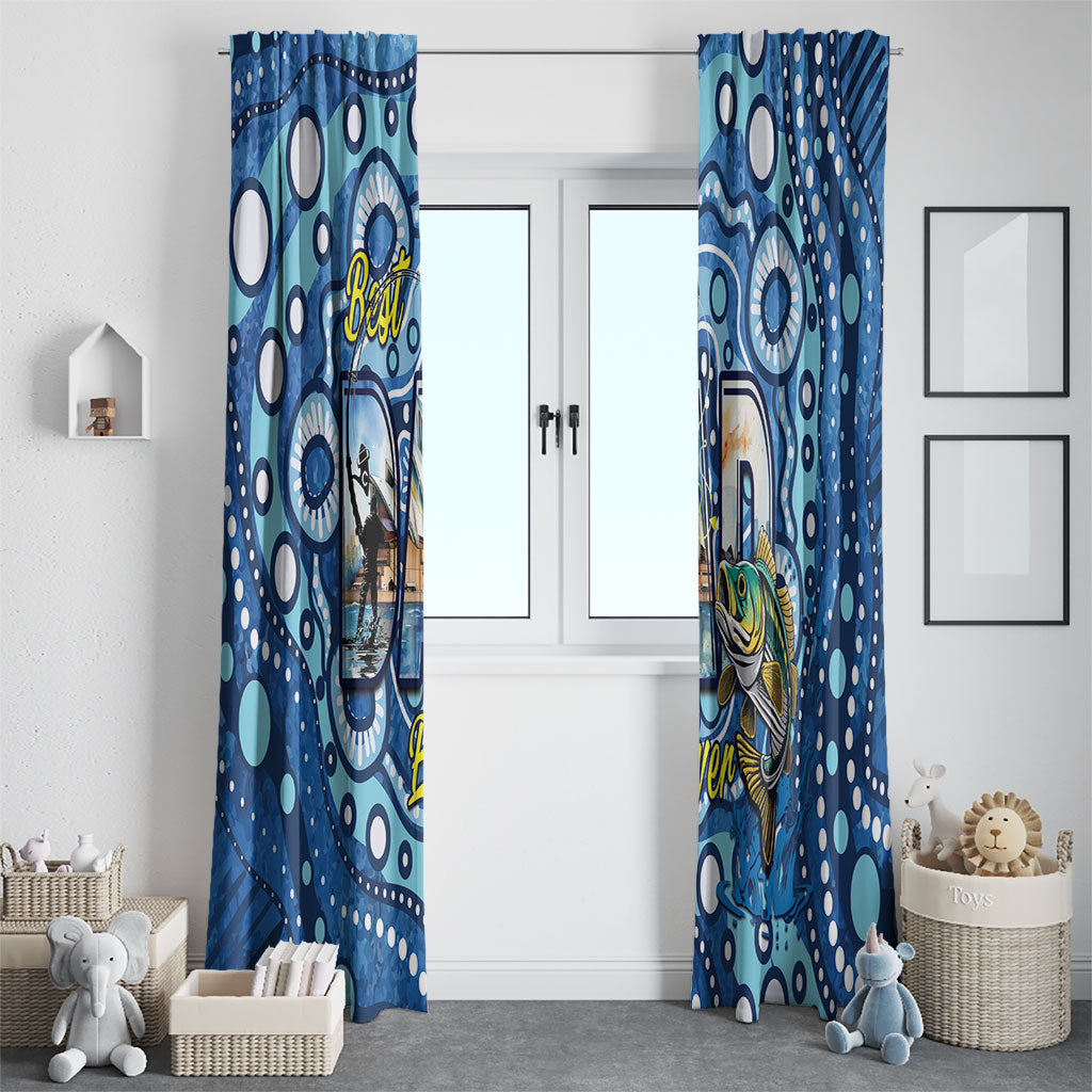 Australia Father's Day Window Curtain Aussie Fishing Best Dad Ever Aboriginal Pattern