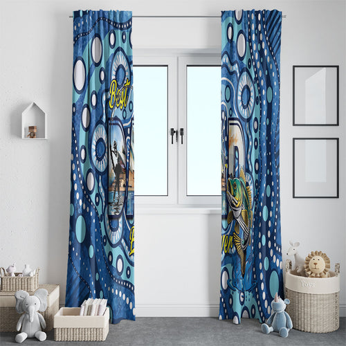 Australia Father's Day Window Curtain Aussie Fishing Best Dad Ever Aboriginal Pattern