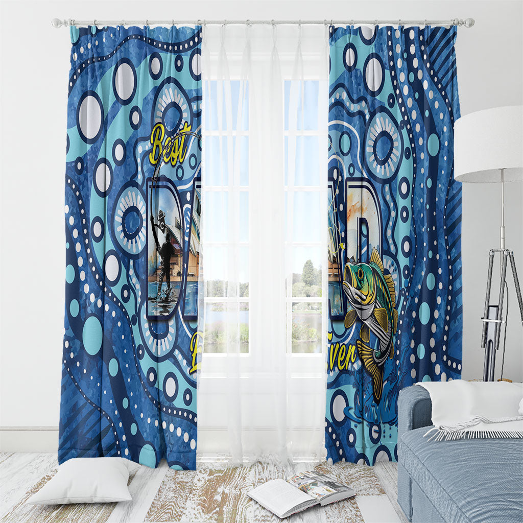 Australia Father's Day Window Curtain Aussie Fishing Best Dad Ever Aboriginal Pattern