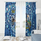 Australia Father's Day Window Curtain Aussie Fishing Best Dad Ever Aboriginal Pattern