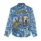Personalised Australia Father's Day Women Casual Shirt Aussie Fishing Best Dad Ever Aboriginal Pattern