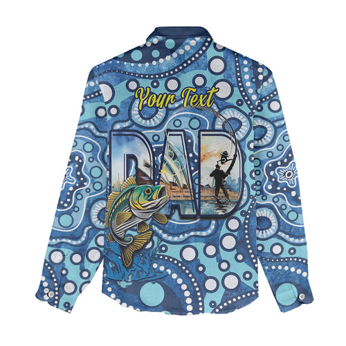 Personalised Australia Father's Day Women Casual Shirt Aussie Fishing Best Dad Ever Aboriginal Pattern