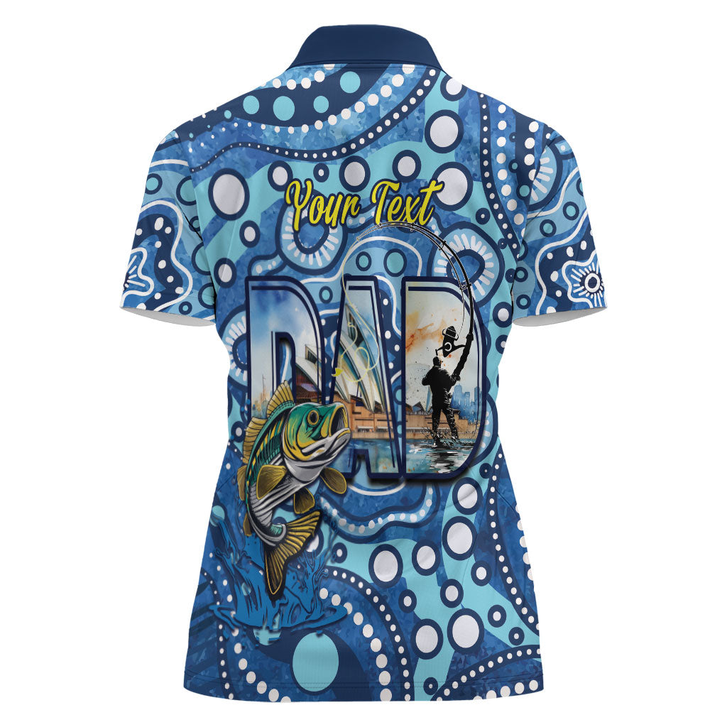 Personalised Australia Father's Day Women Polo Shirt Aussie Fishing Best Dad Ever Aboriginal Pattern