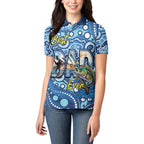 Personalised Australia Father's Day Women Polo Shirt Aussie Fishing Best Dad Ever Aboriginal Pattern