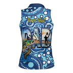 Personalised Australia Father's Day Women Sleeveless Polo Shirt Aussie Fishing Best Dad Ever Aboriginal Pattern
