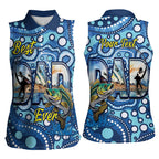 Personalised Australia Father's Day Women Sleeveless Polo Shirt Aussie Fishing Best Dad Ever Aboriginal Pattern